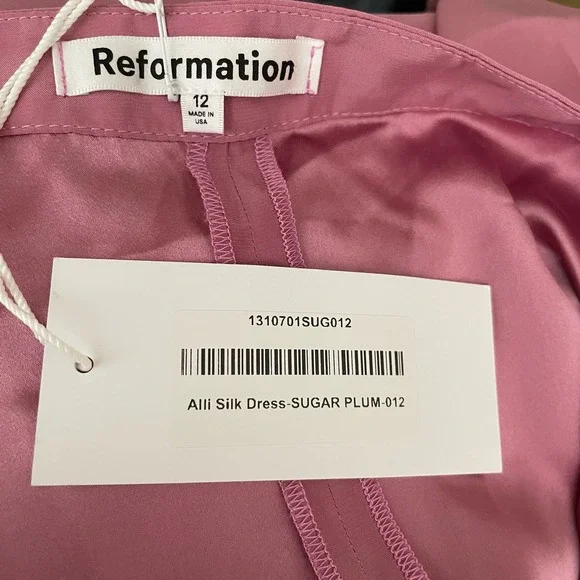 NWT Reformation Pink Silk Midi Dress - Picture 4 of 11